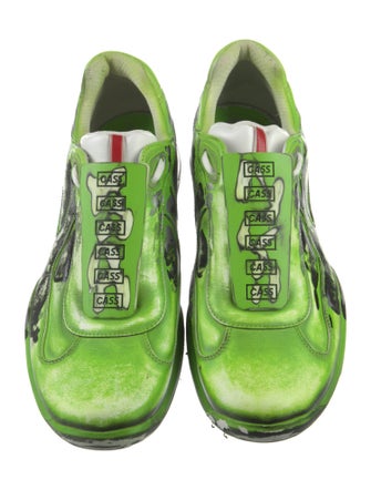 Cass x Prada Leather Printed Sneakers