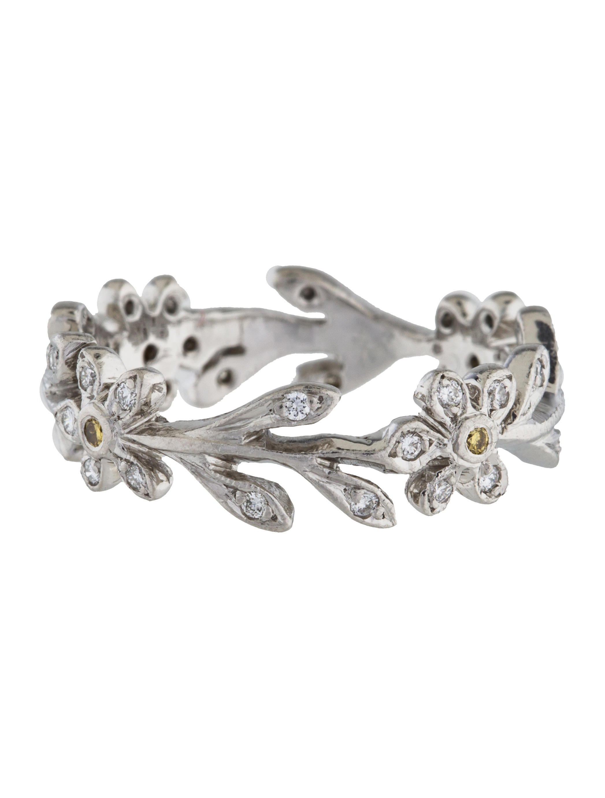 Cathy Waterman Platinum Diamond Flower Vine Ring Rings CAT20443