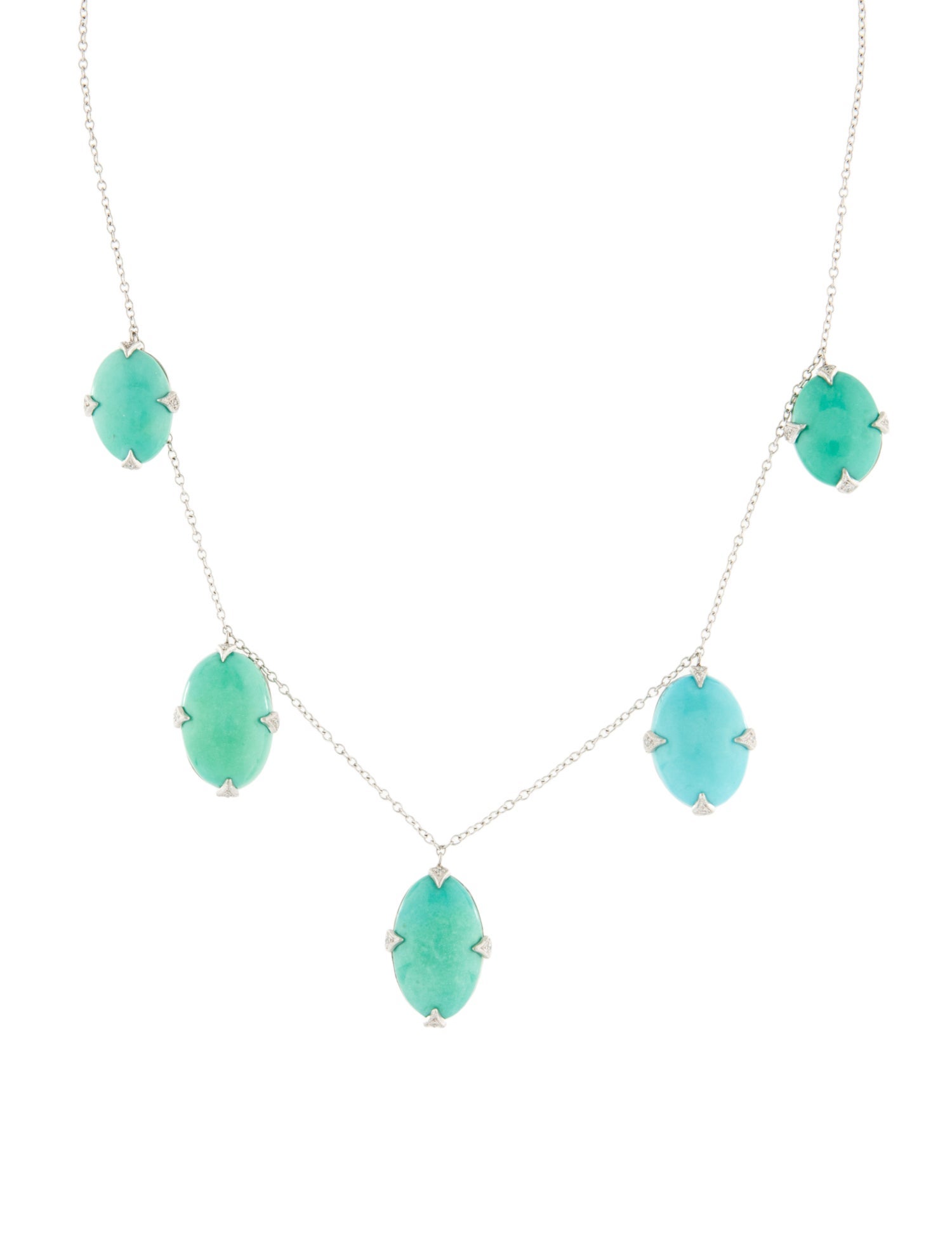 Cathy Waterman Platinum 25.81ctw Turquoise & Diamond Pendant Necklace