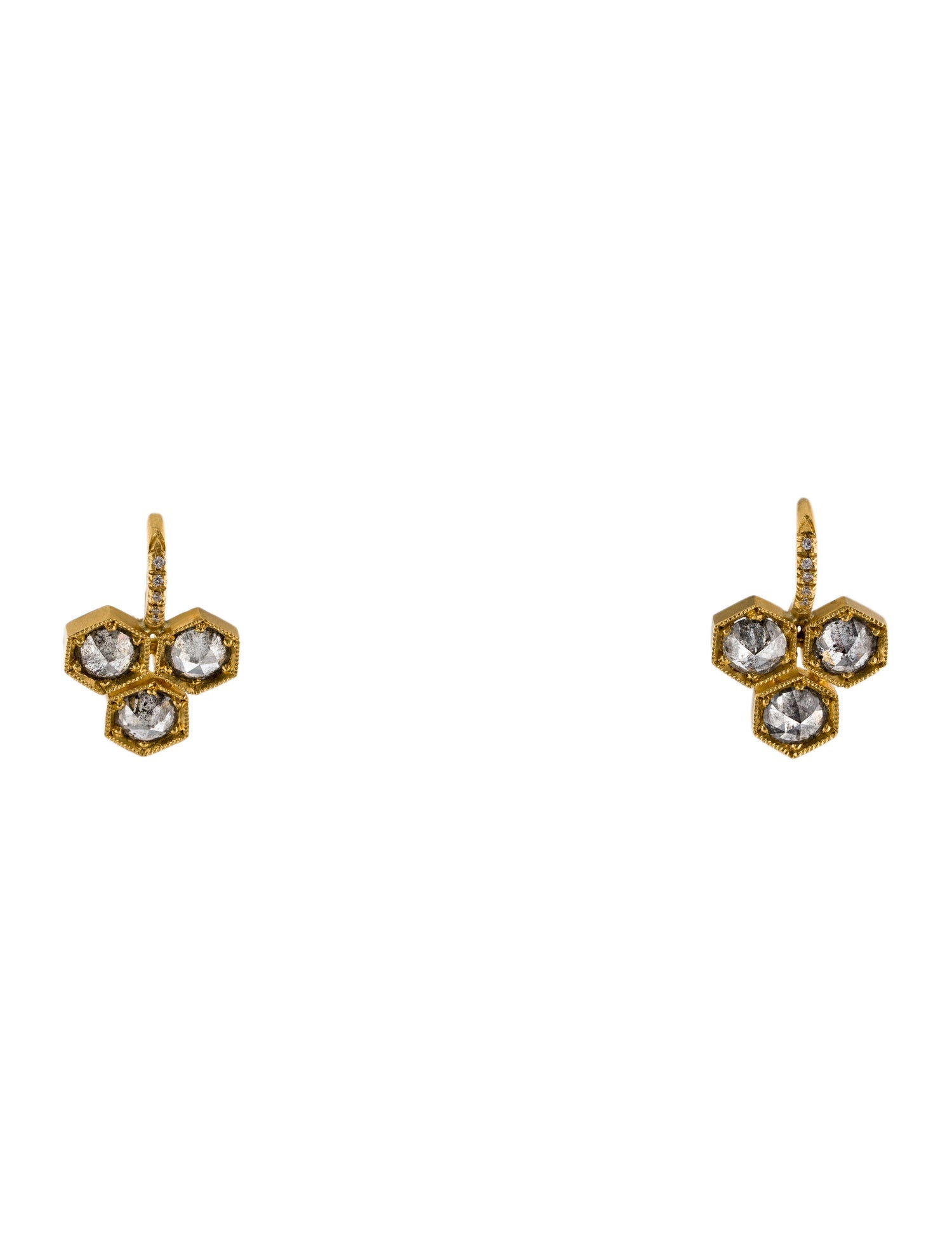 Cathy Waterman 22K Diamond Geometric Drop Earrings