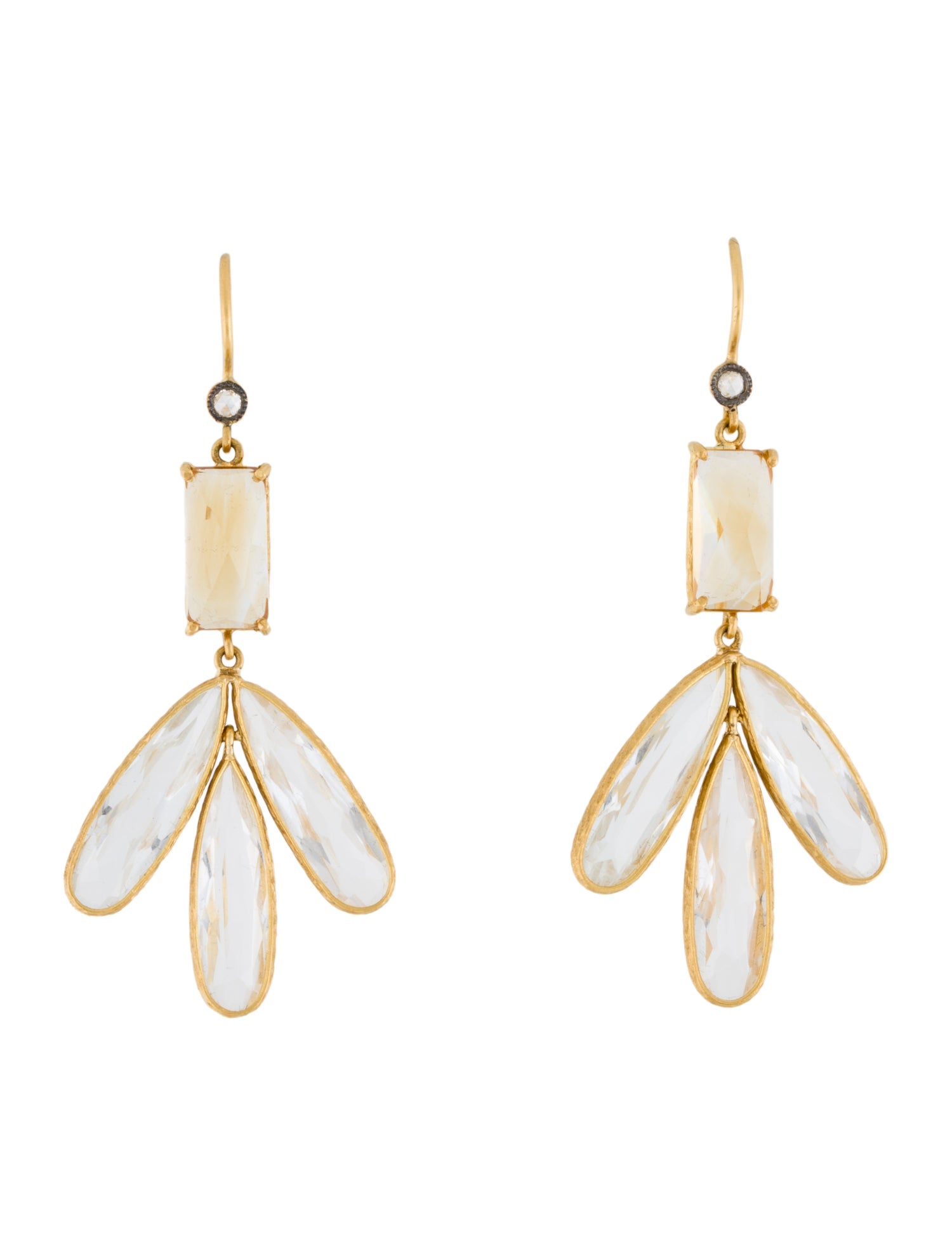 Cathy Waterman 22K Topaz, Citrine & Diamond Triple Drop Earrings