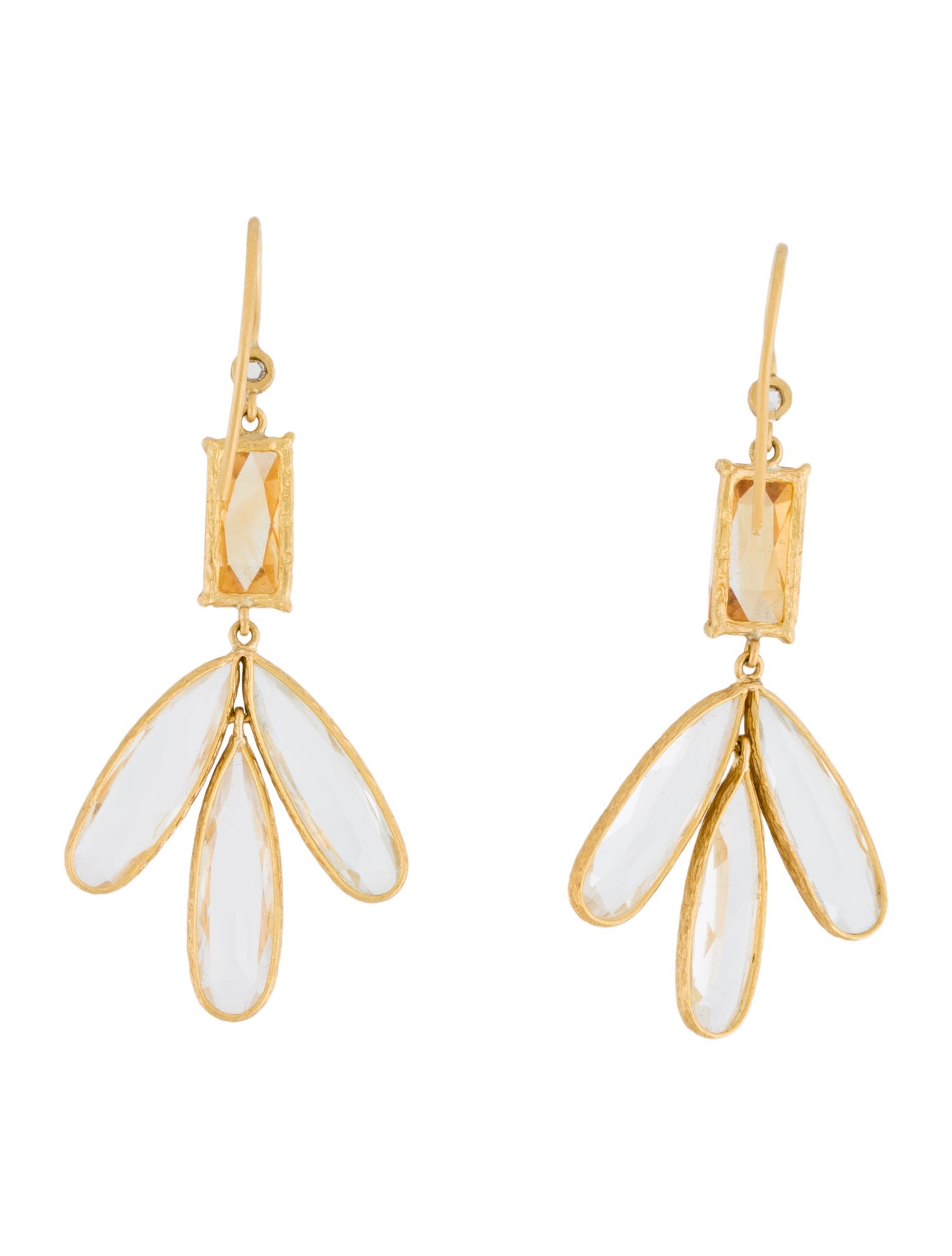 Cathy Waterman 22K Topaz, Citrine & Diamond Triple Drop Earrings