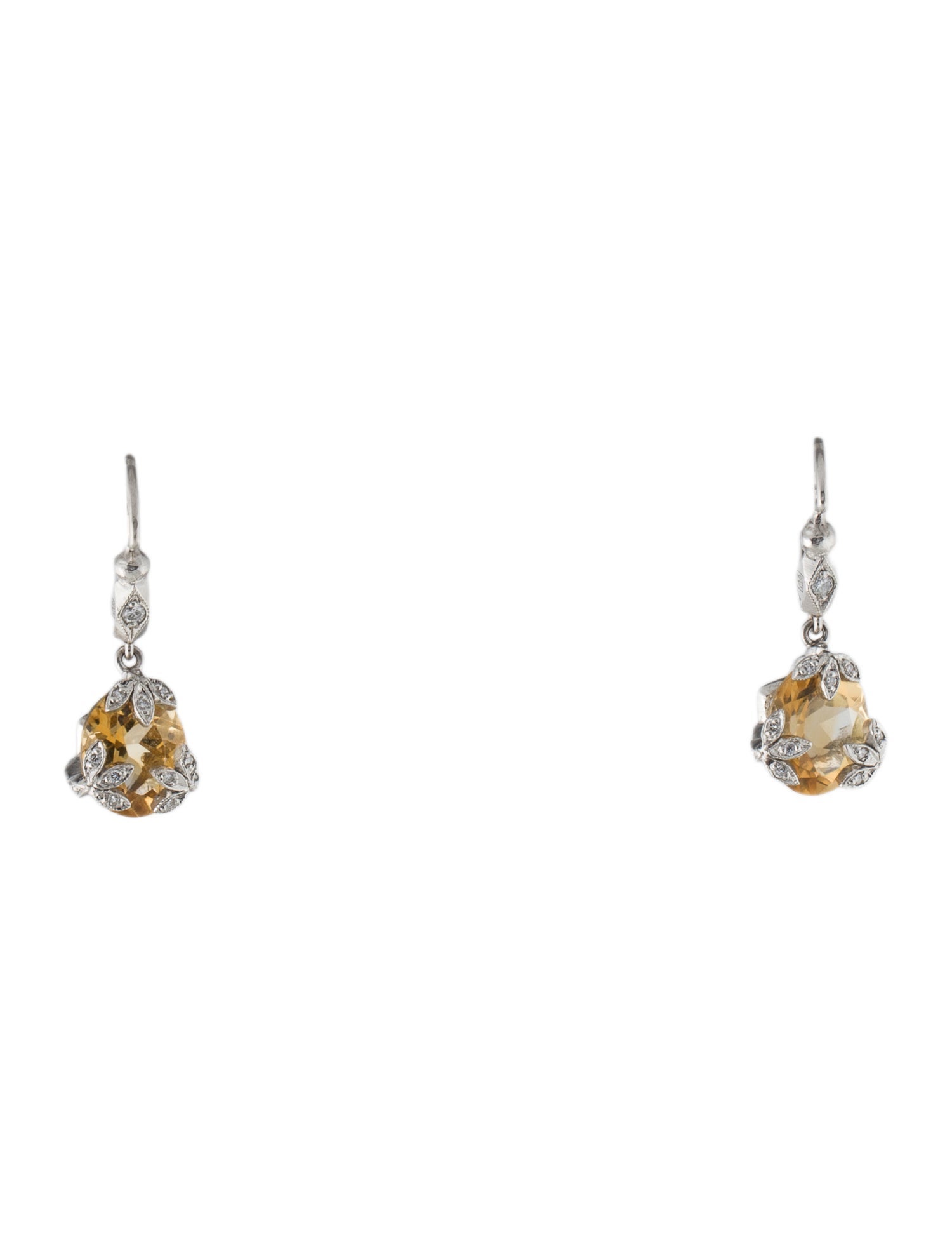 Cathy Waterman 5.07ctw Citrine and Diamond Drop Earrings