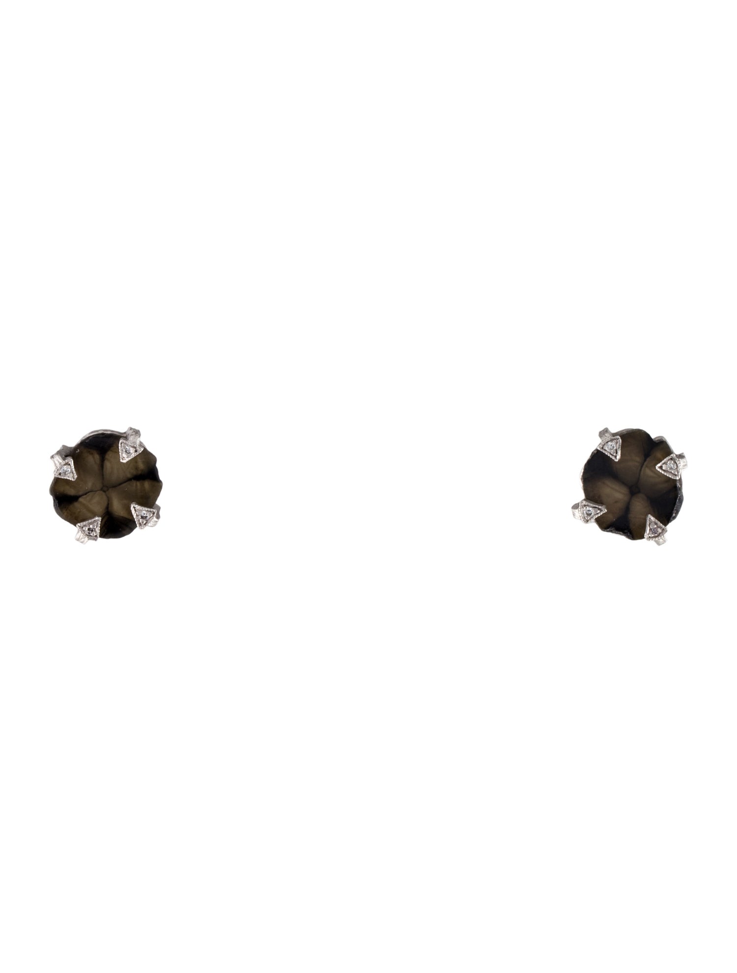 Cathy Waterman Platinum Chiasolite Thorn Stud Earrings