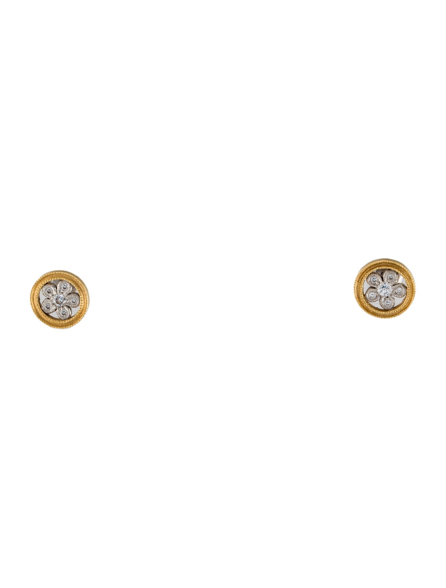 Cathy Waterman Diamond Milgrain Lacy Flower Stud Earrings