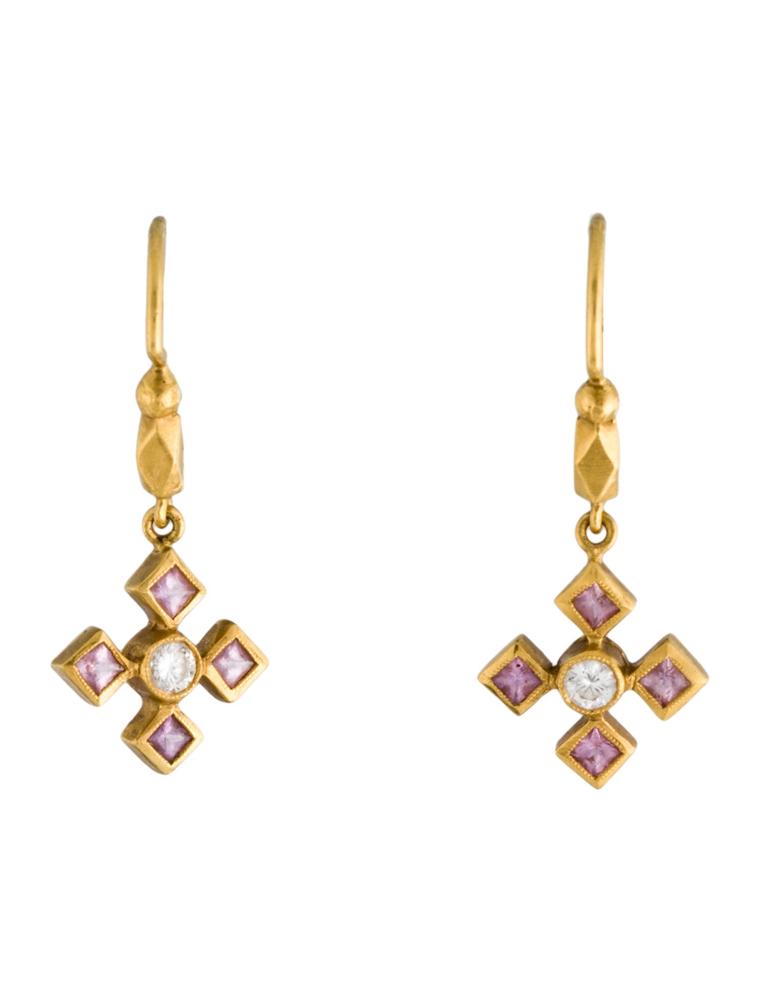 Cathy Waterman 22K Diamond & Sapphire Drop Earrings