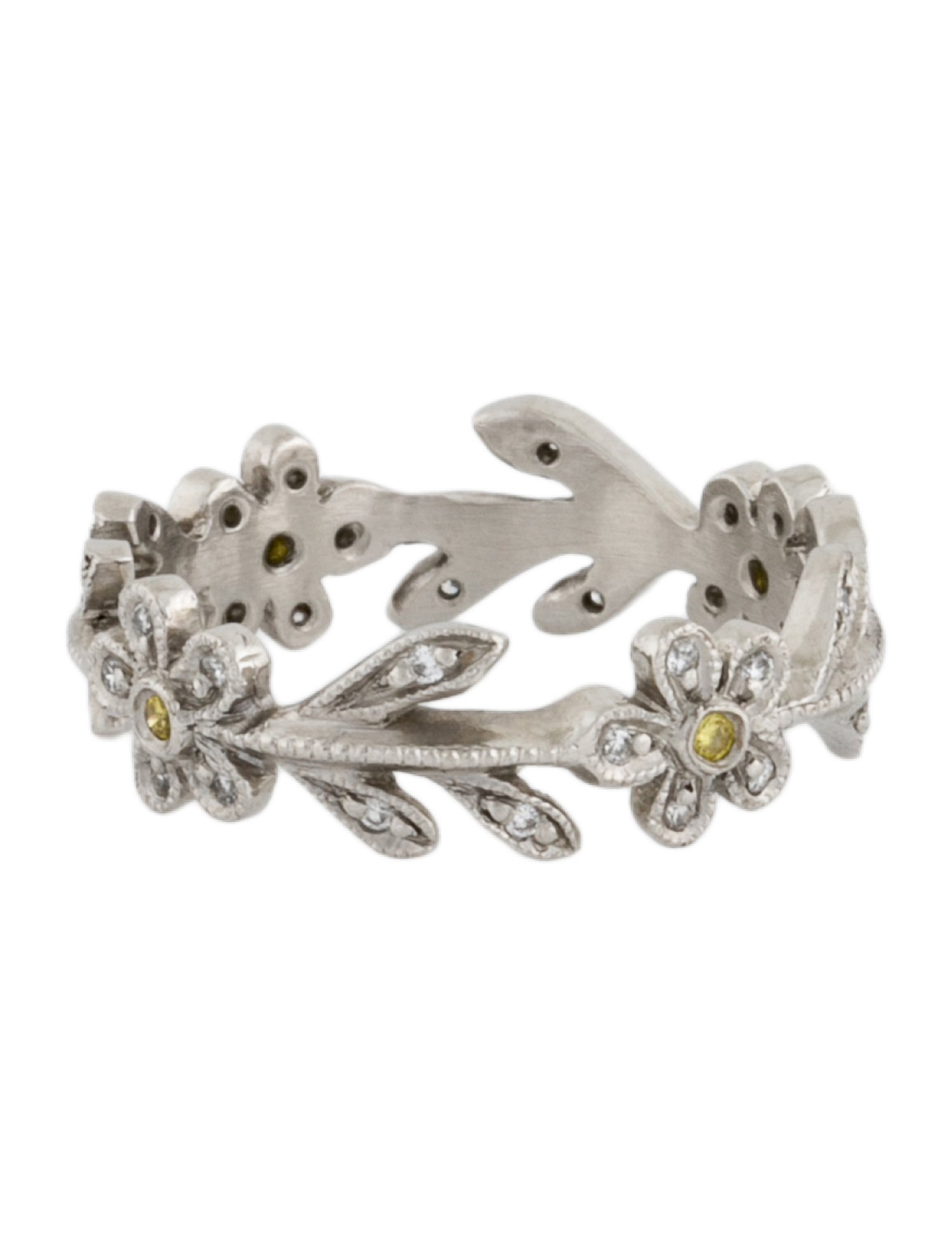 Cathy Waterman Platinum Diamond Flower Vine Ring