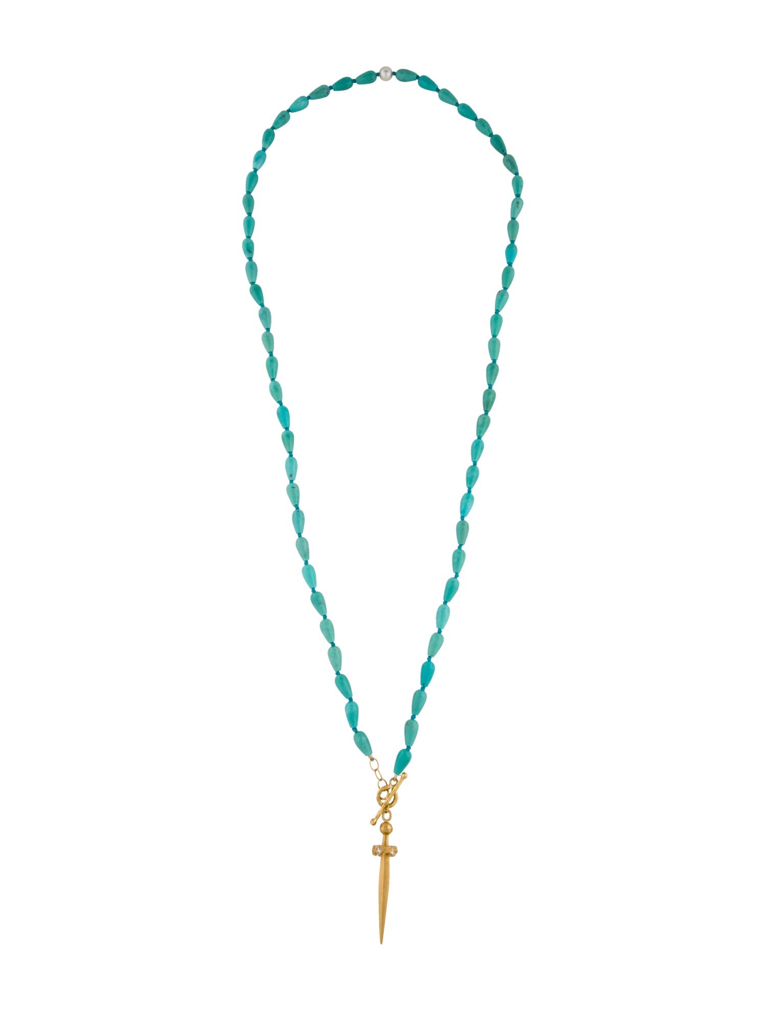 Cathy Waterman 22K Pearl, Turquoise & Diamond Bead Strand Necklace