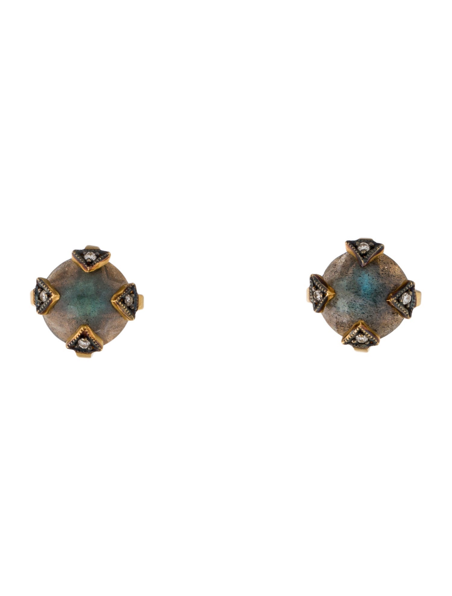 Cathy Waterman 22K Labradorite & Diamond Thorn Stud Earrings