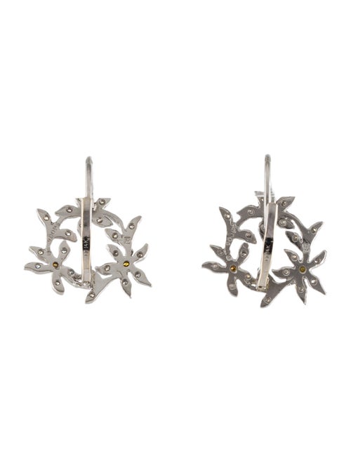 Cathy Waterman Platinum Diamond Circle Flower Drop Earrings