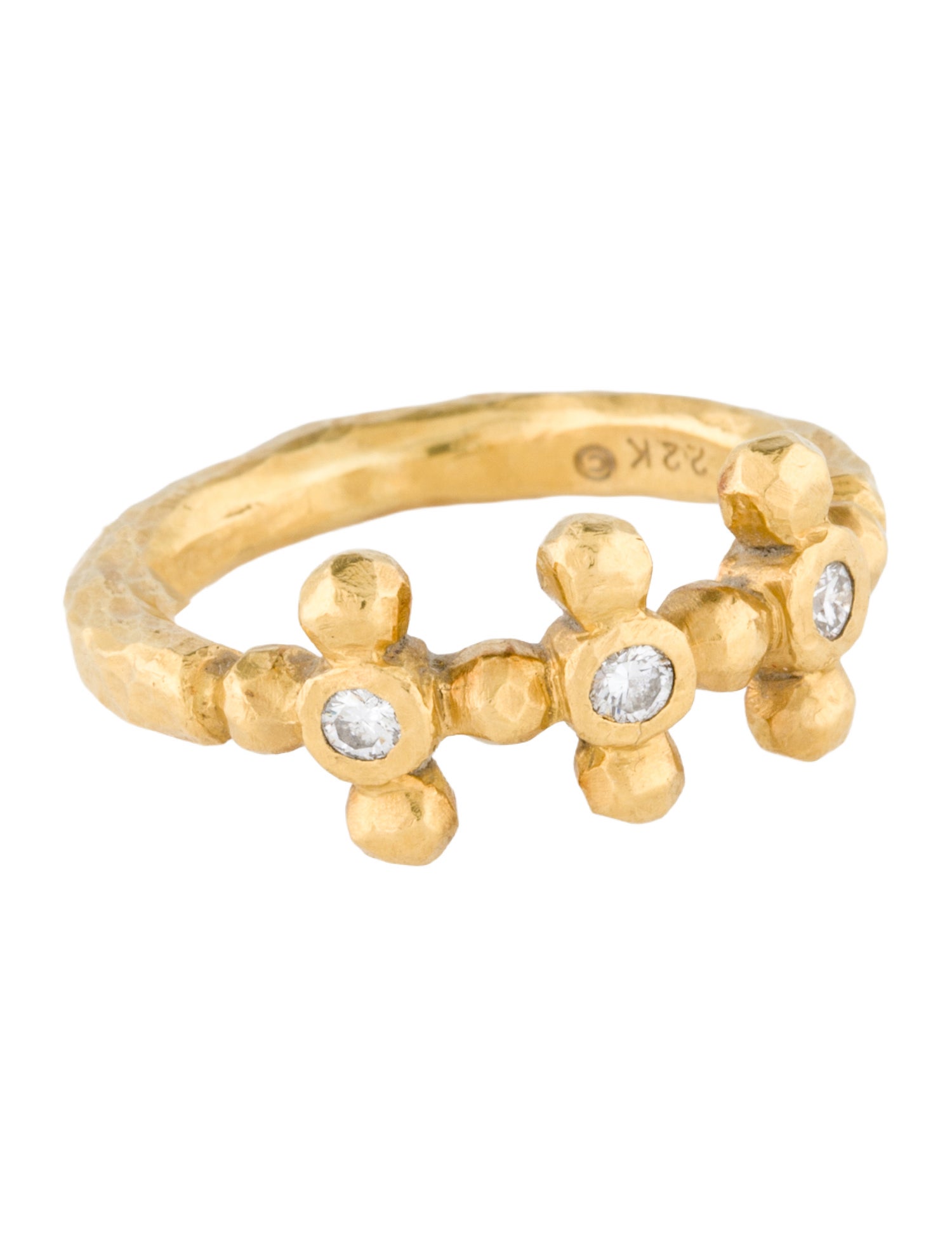 Cathy Waterman 22K Textured Diamond Ring