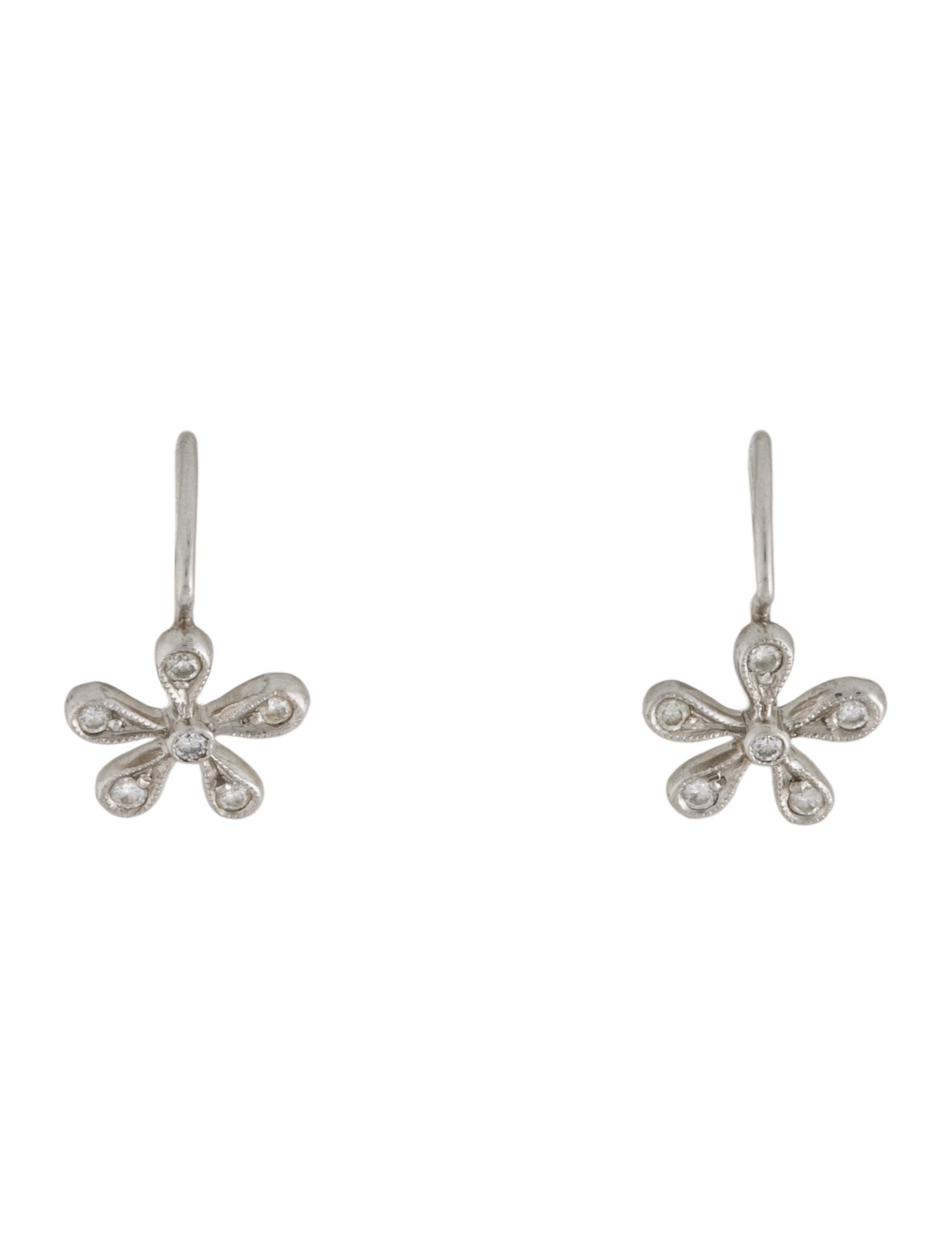 Cathy Waterman Platinum Diamond Flower Earrings