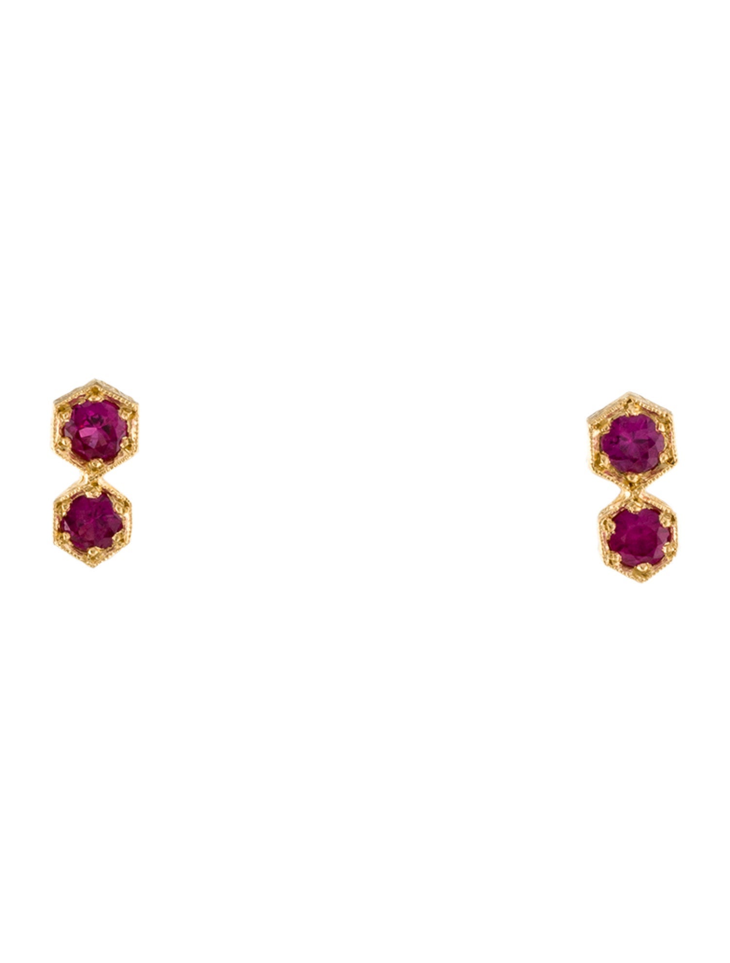 Cathy Waterman Ruby Double Hexagonal Stud Earrings