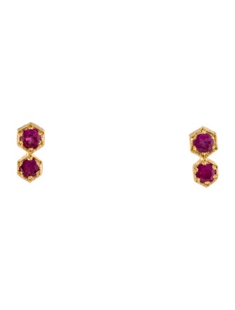 Cathy Waterman Ruby Double Hexagonal Stud Earrings