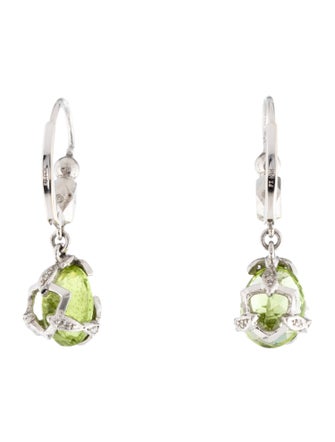Cathy Waterman Platinum Peridot & Diamond Drop Earrings