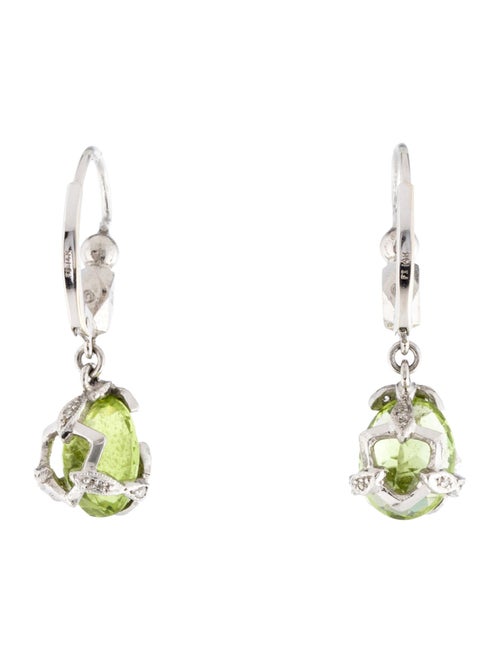 Cathy Waterman Platinum Peridot & Diamond Drop Earrings