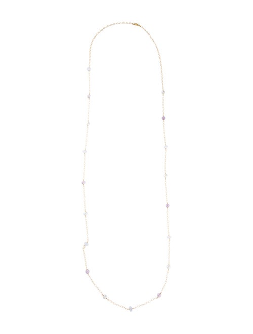 Cathy Waterman 22K Pearl, Chalcedony & Amethyst Long Chain Necklace