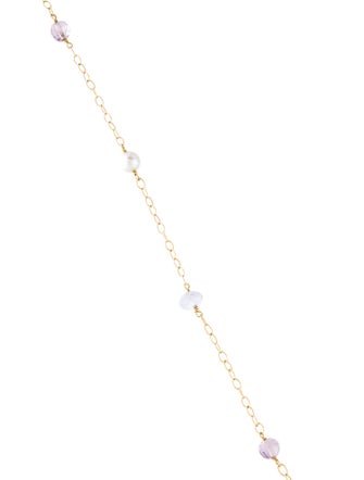 Cathy Waterman 22K Pearl, Chalcedony & Amethyst Long Chain Necklace