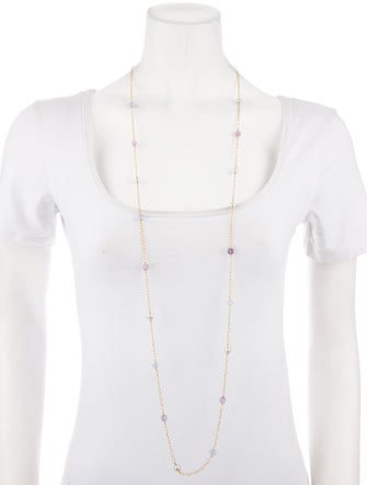 Cathy Waterman 22K Pearl, Chalcedony & Amethyst Long Chain Necklace