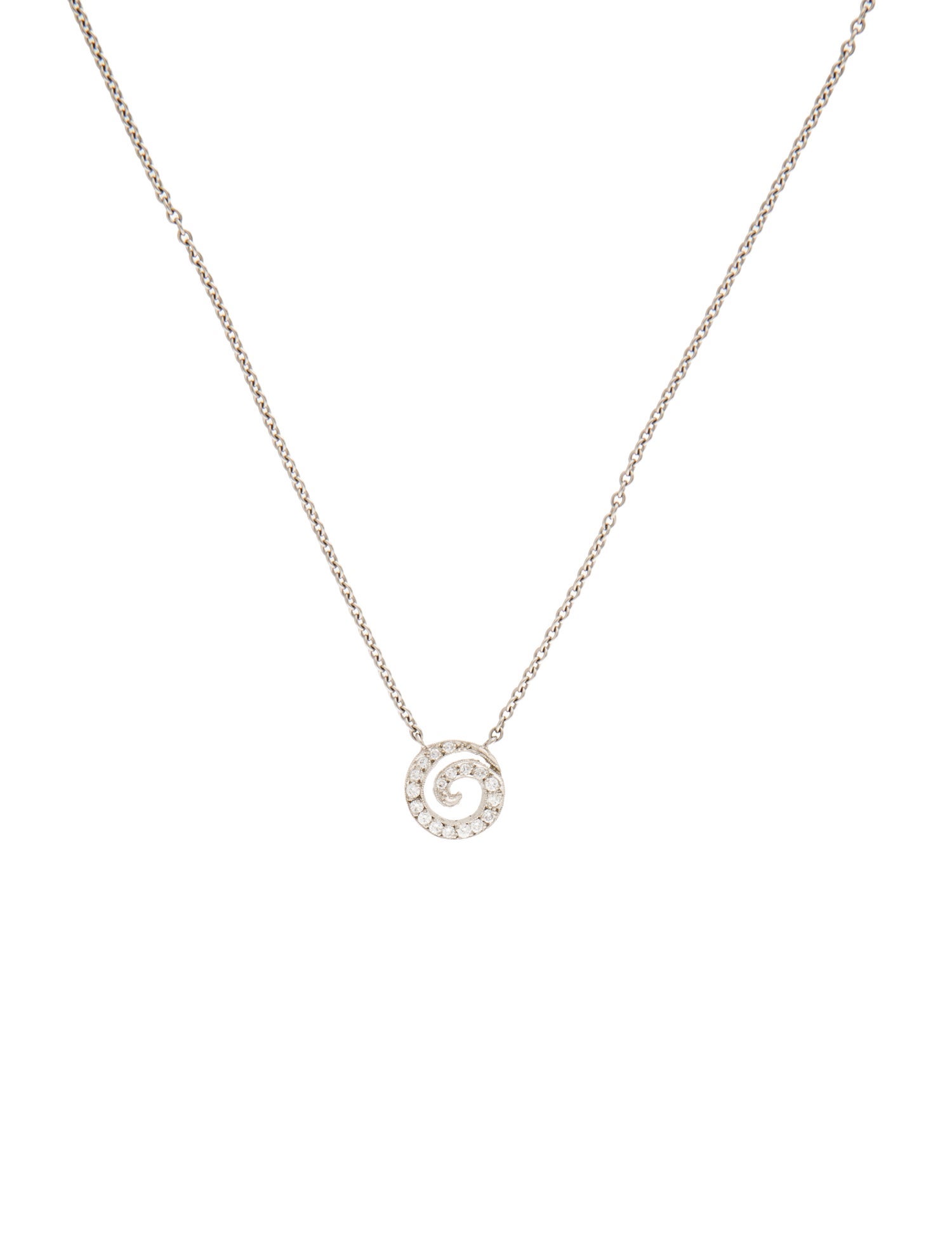 Cathy Waterman Platinum Diamond Swirl Pendant Necklace