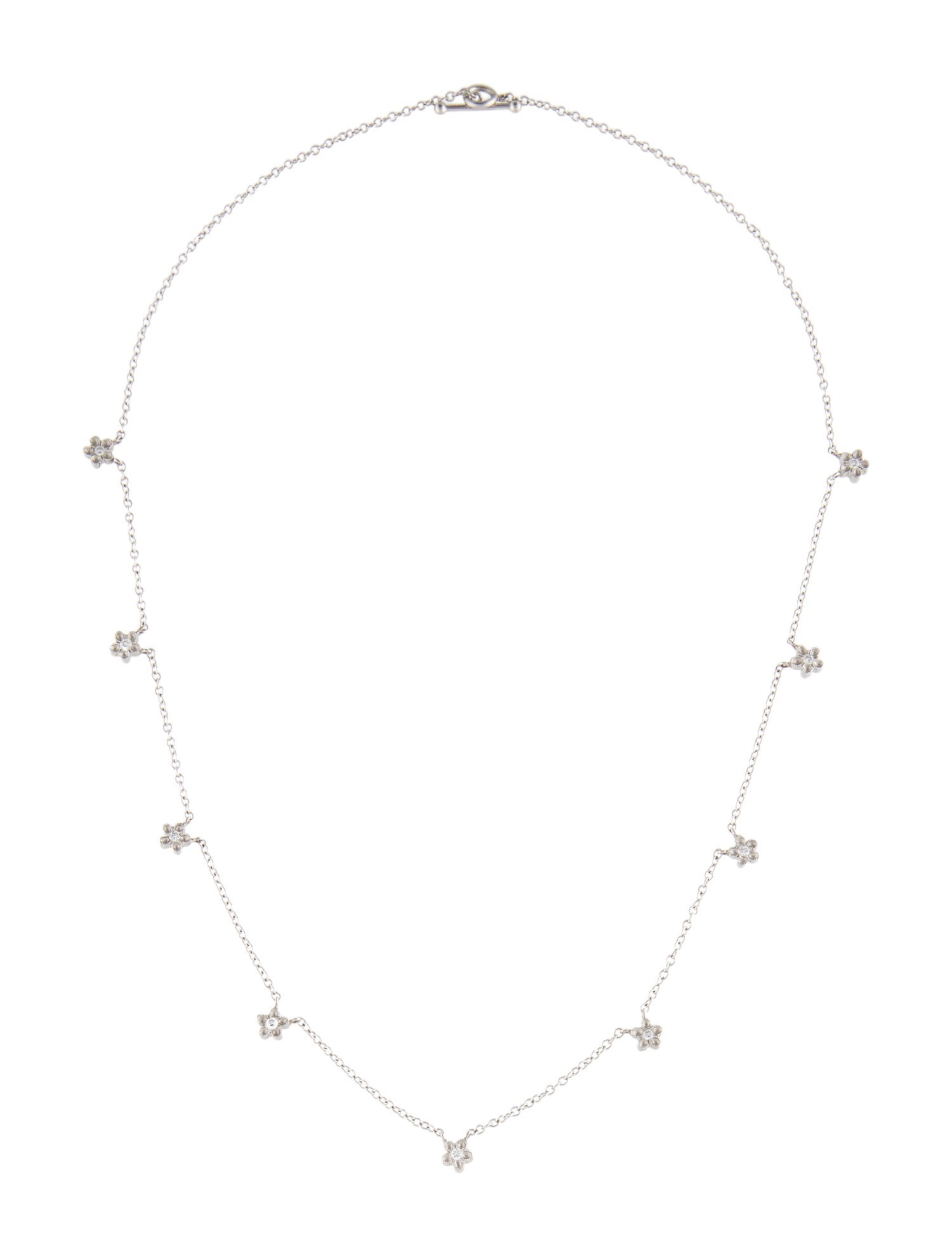 Cathy Waterman Platinum Diamond Floral Station Necklace