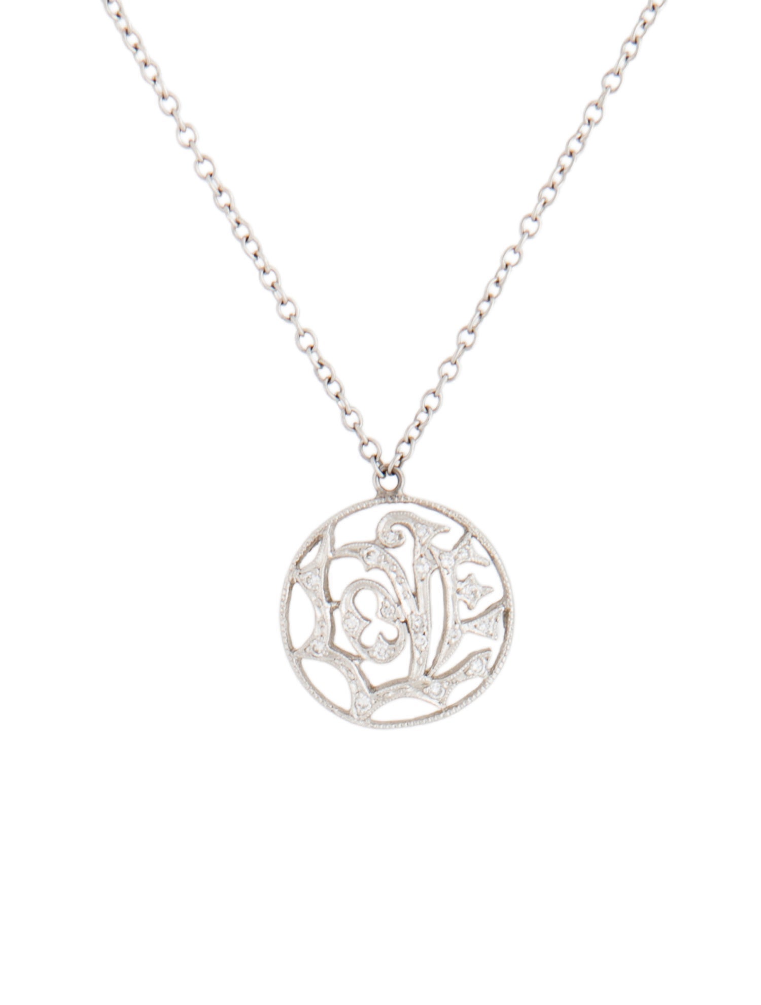 Cathy Waterman Platinum Diamond Love Pendant Necklace