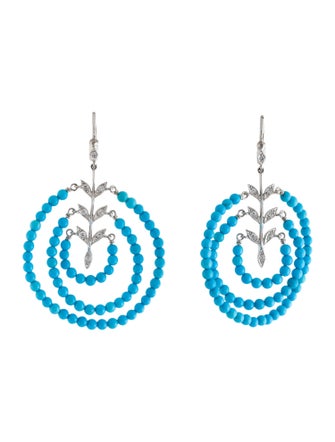 Cathy Waterman Platinum Turquoise & Diamond Drop Earrings