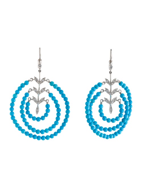 Cathy Waterman Platinum Turquoise & Diamond Drop Earrings