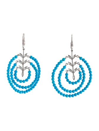 Cathy Waterman Platinum Turquoise & Diamond Drop Earrings