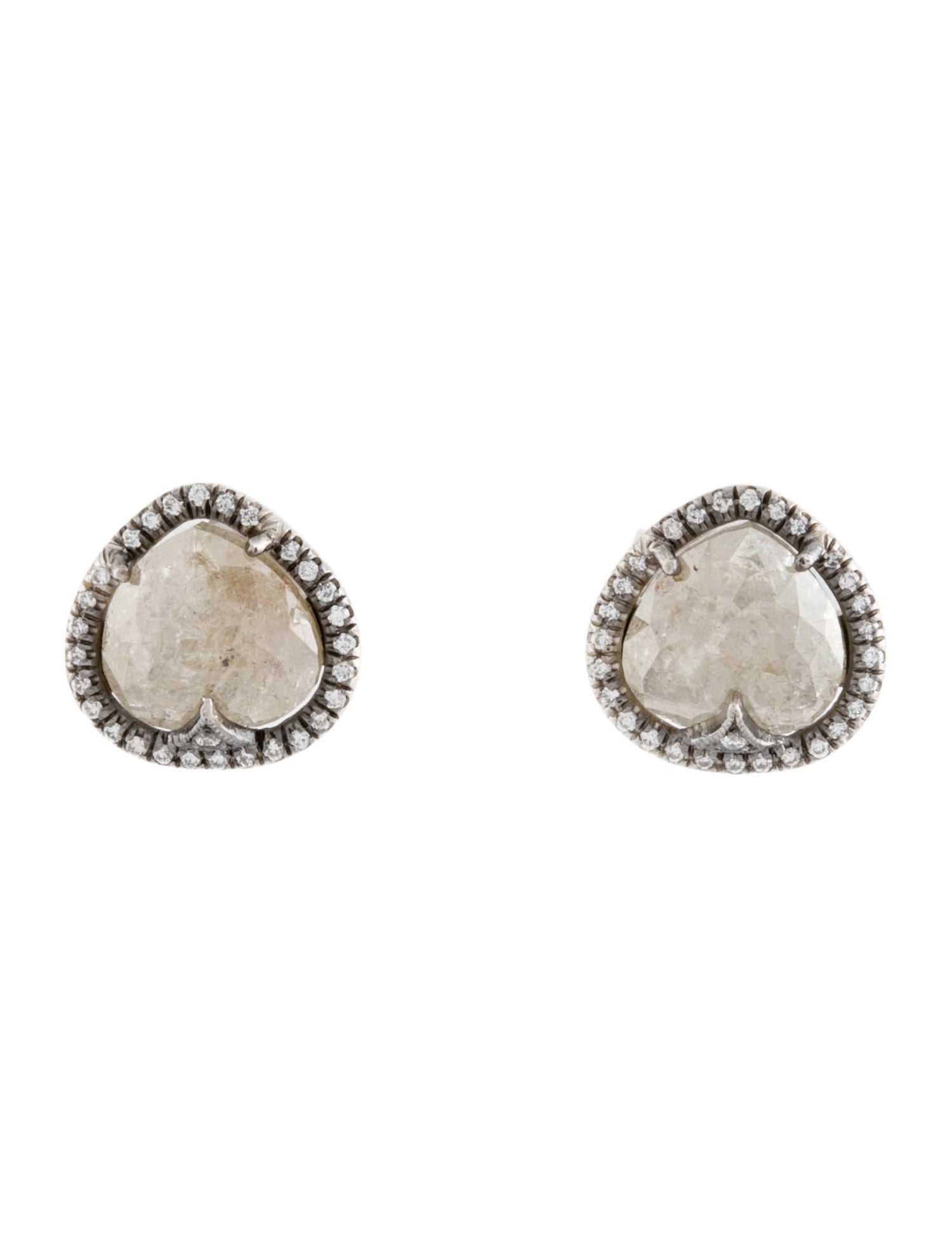Cathy Waterman Platinum Rustic Diamond Stud Earrings