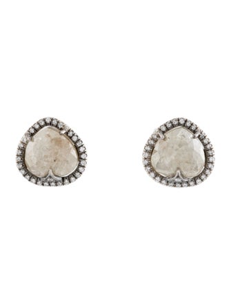 Cathy Waterman Platinum Rustic Diamond Stud Earrings
