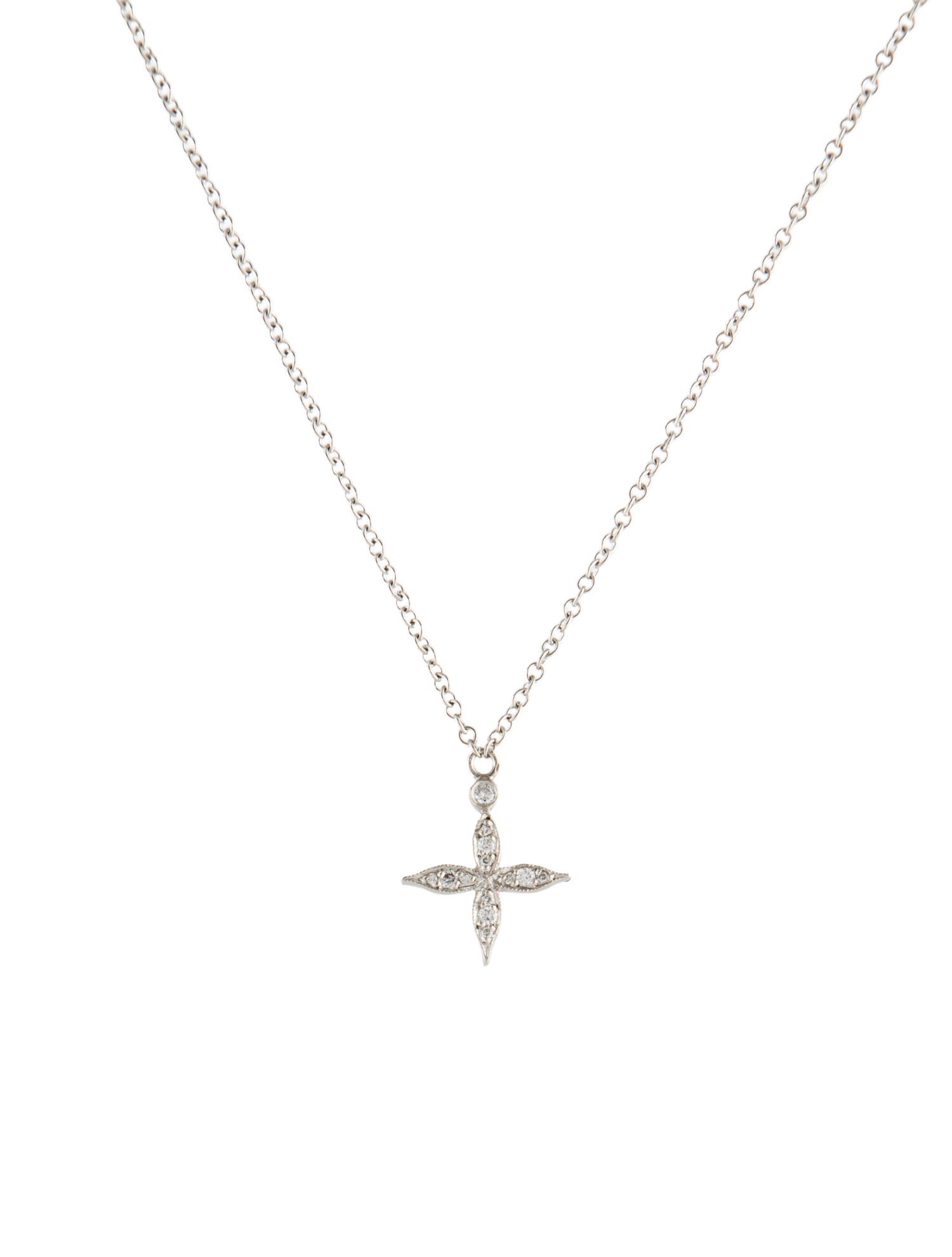 Cathy Waterman Platinum Diamond Flower Pendant Necklace