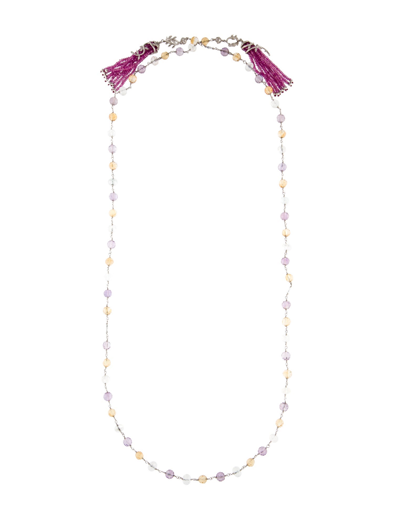 Cathy Waterman Platinum Diamond & Multistone Lariat Necklace