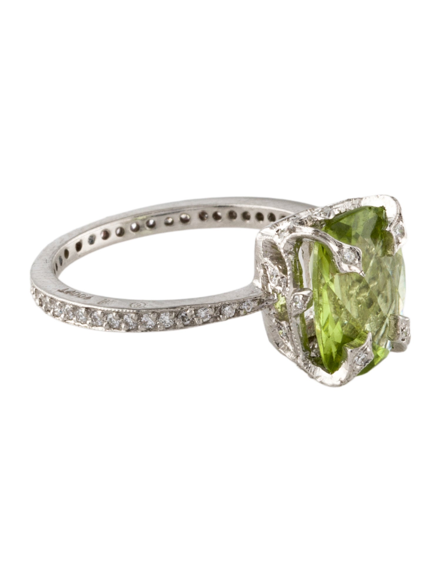 Cathy Waterman Platinum Peridot & Diamond Cocktail Ring
