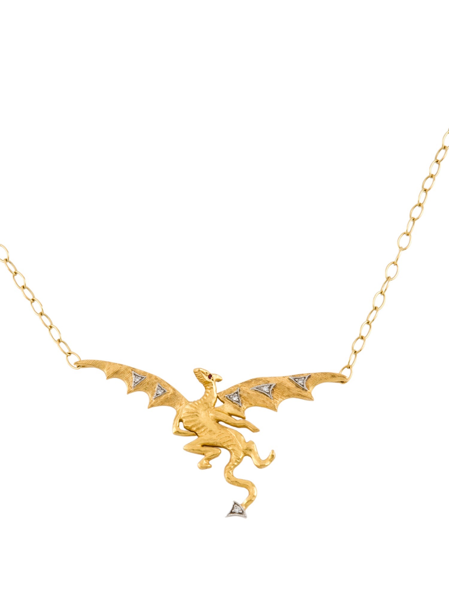 Cathy Waterman Diamond & Ruby Dragon Pendant Necklace