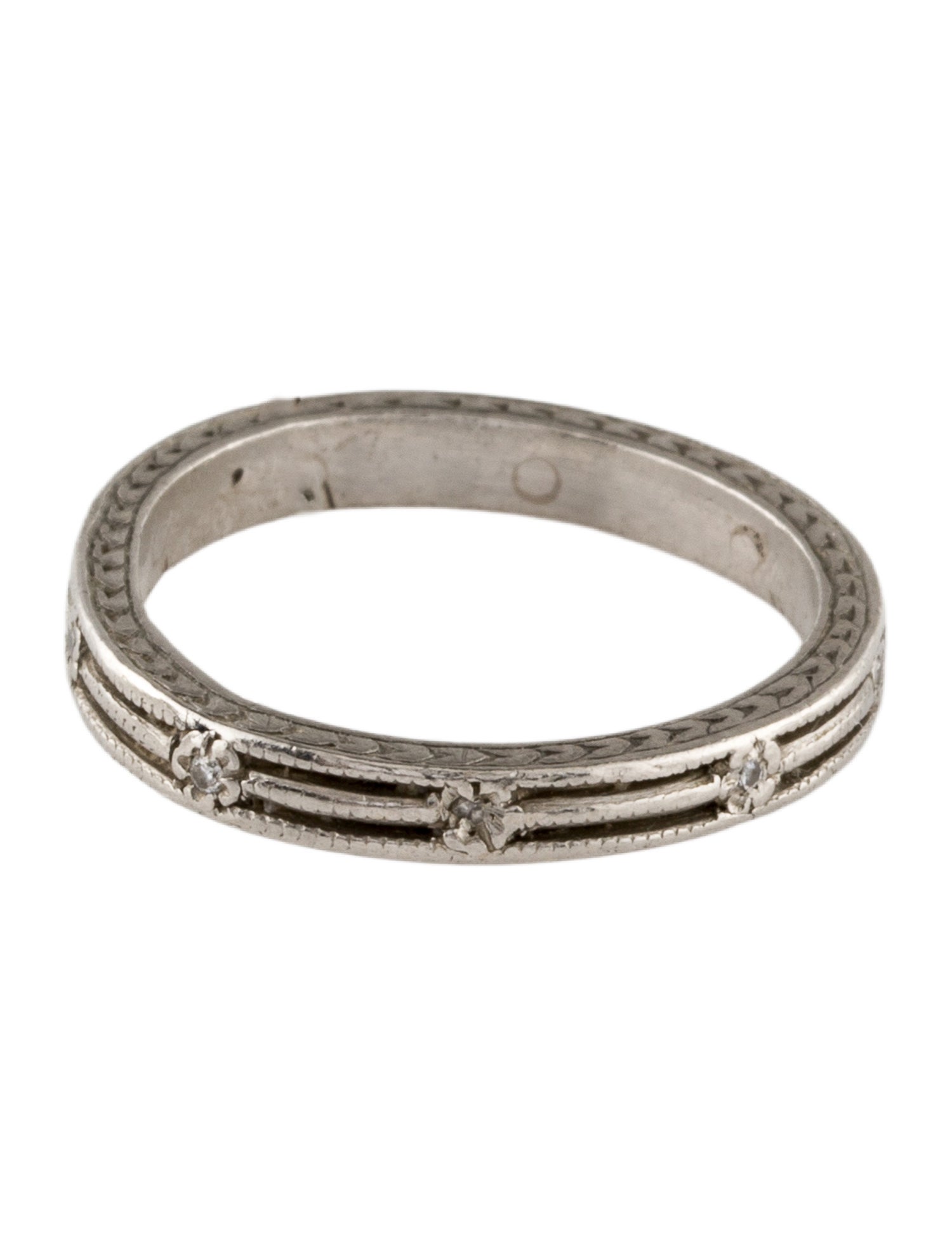 Cathy Waterman Platinum Diamond Engraved Band