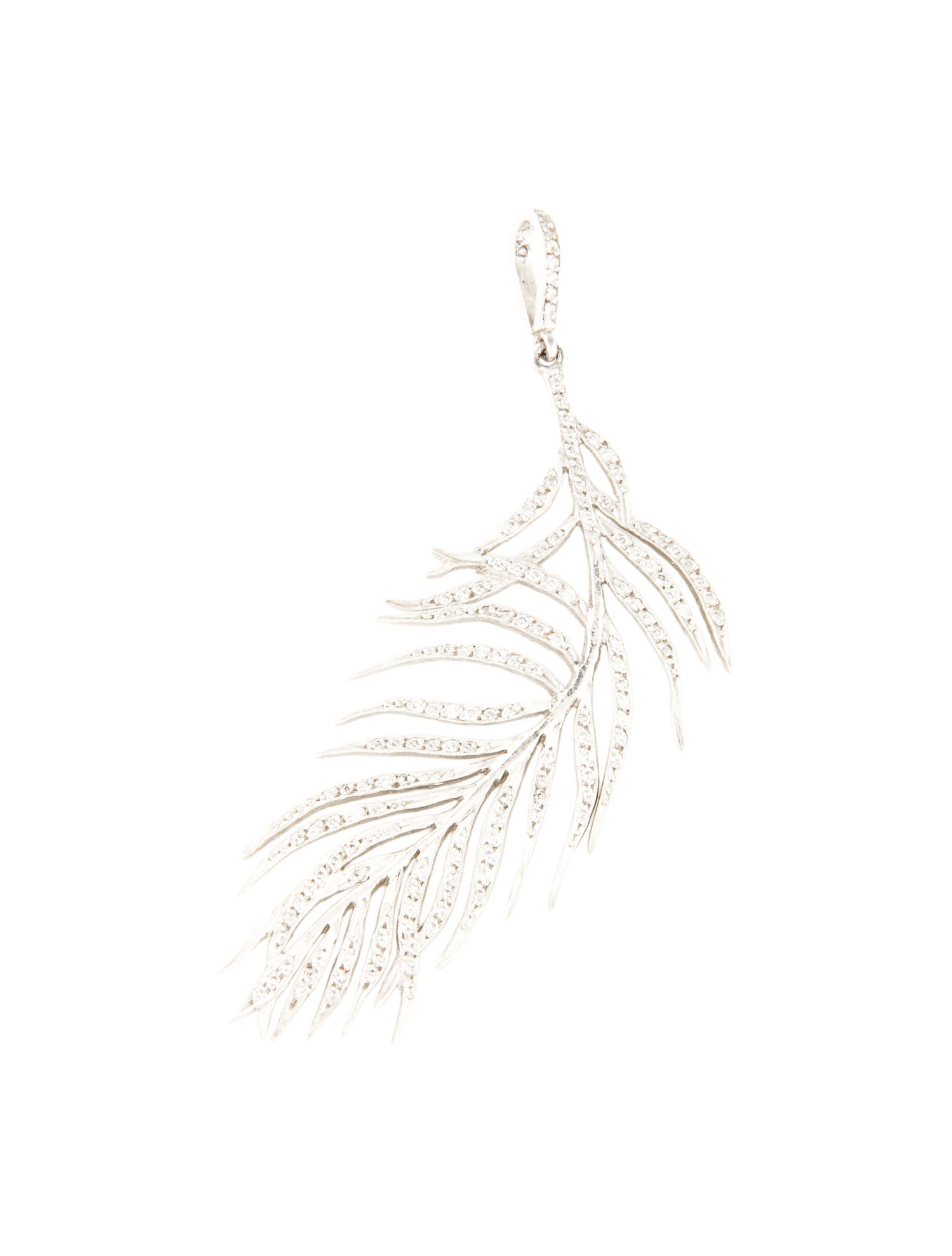 Cathy Waterman Platinum Diamond Leaf Pendant