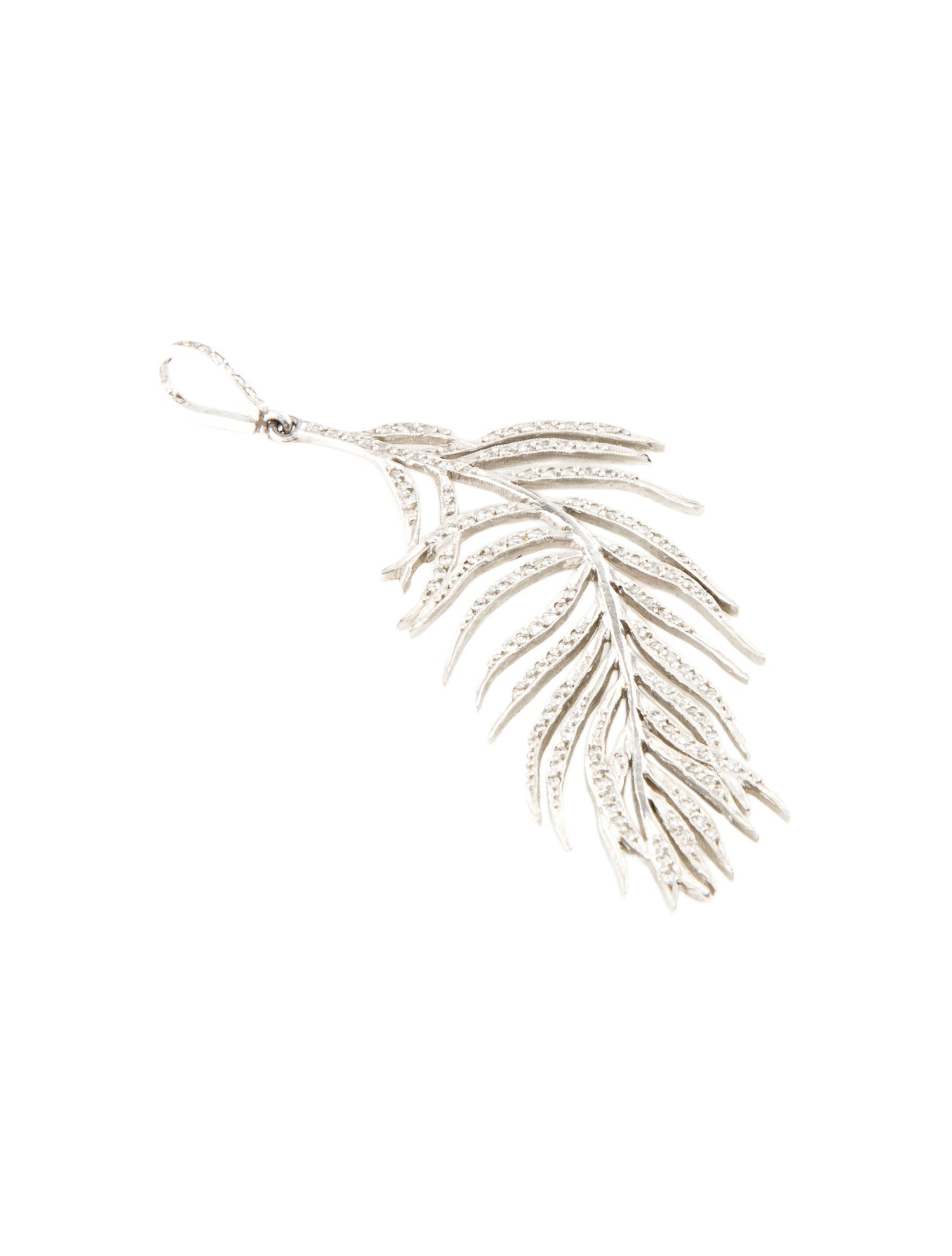 Cathy Waterman Platinum Diamond Leaf Pendant