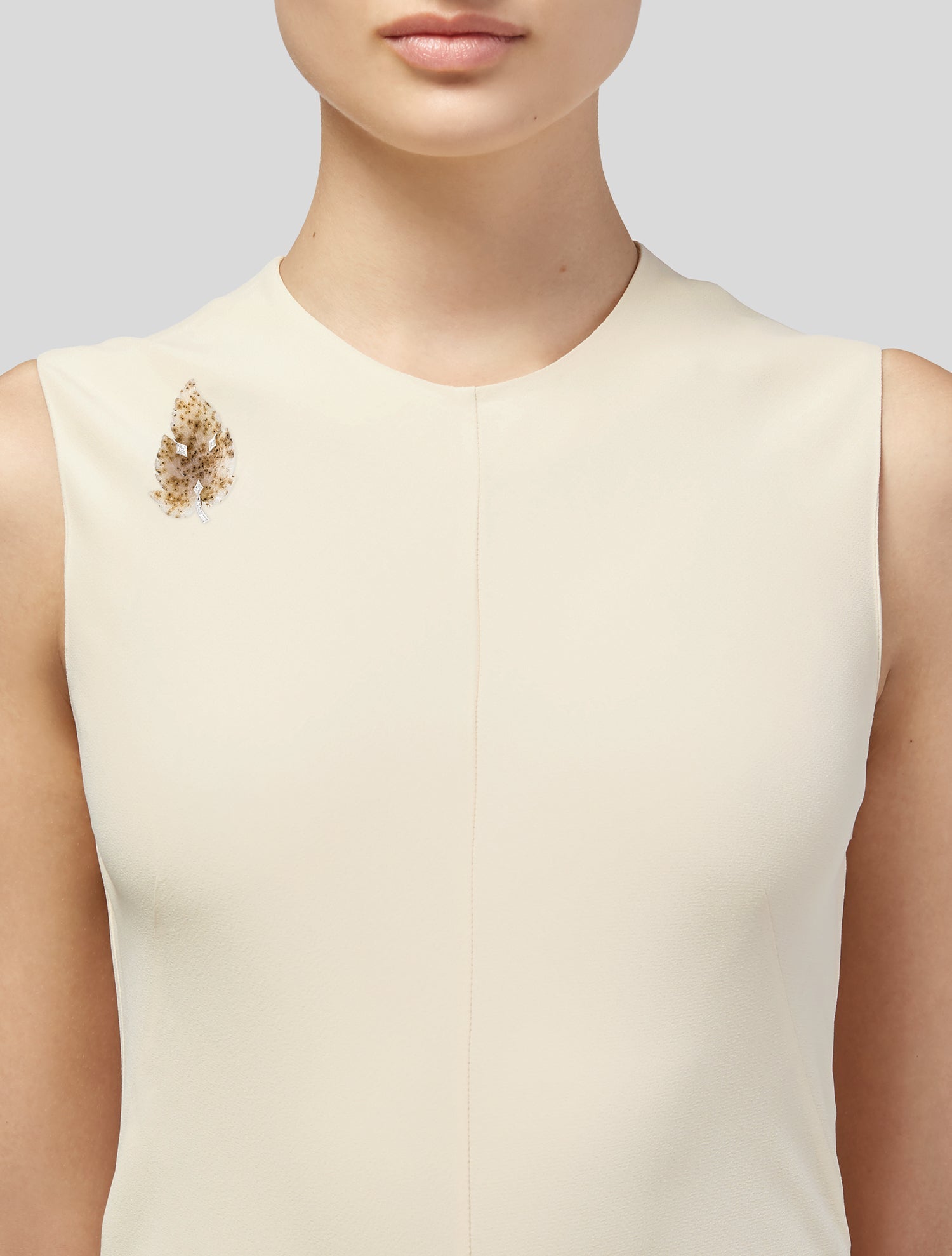 Cathy Waterman Platinum Diamond Leaf Pin Brooch