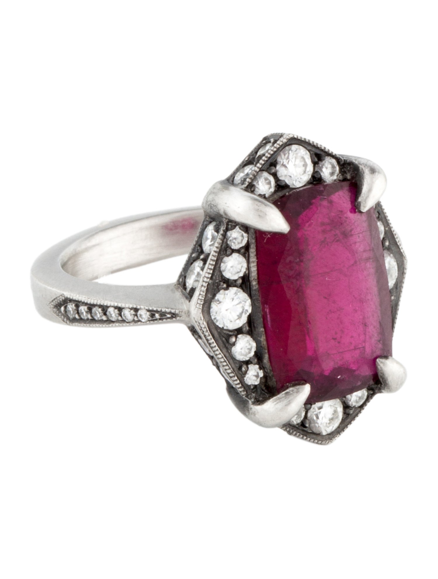 Cathy Waterman Platinum 2.97ct Tourmaline & Diamond Cocktail Ring