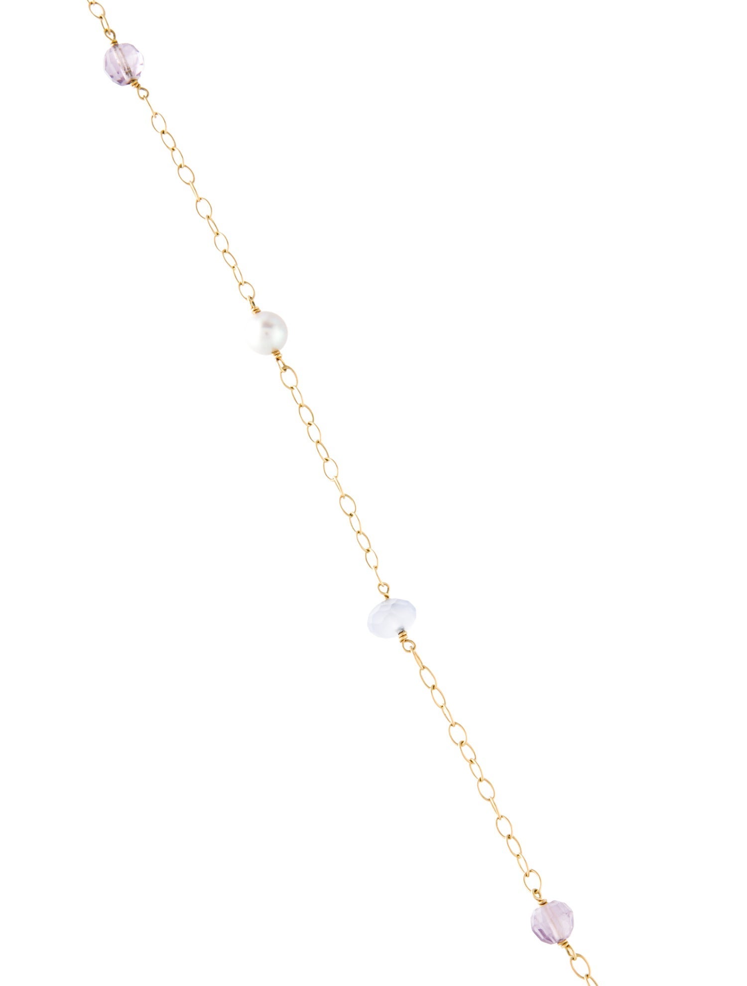 Cathy Waterman 22K Pearl, Chalcedony & Amethyst Long Chain Necklace
