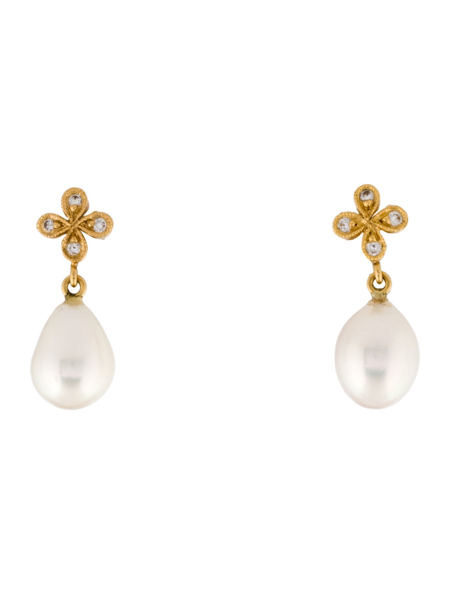 Cathy Waterman Pearl & Diamond Drop Earrings