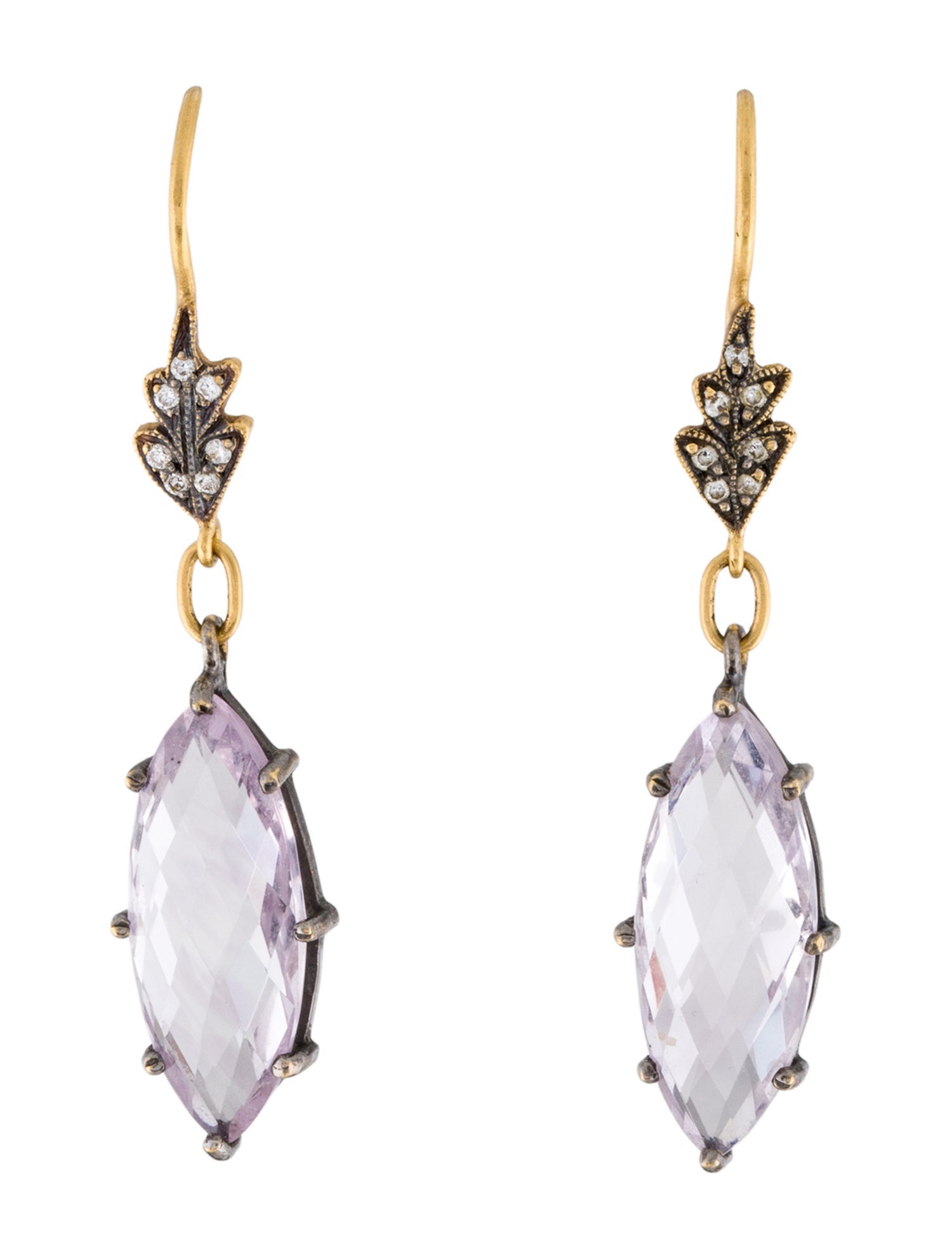 Cathy Waterman 22K Amethyst & Diamond Drop Earrings