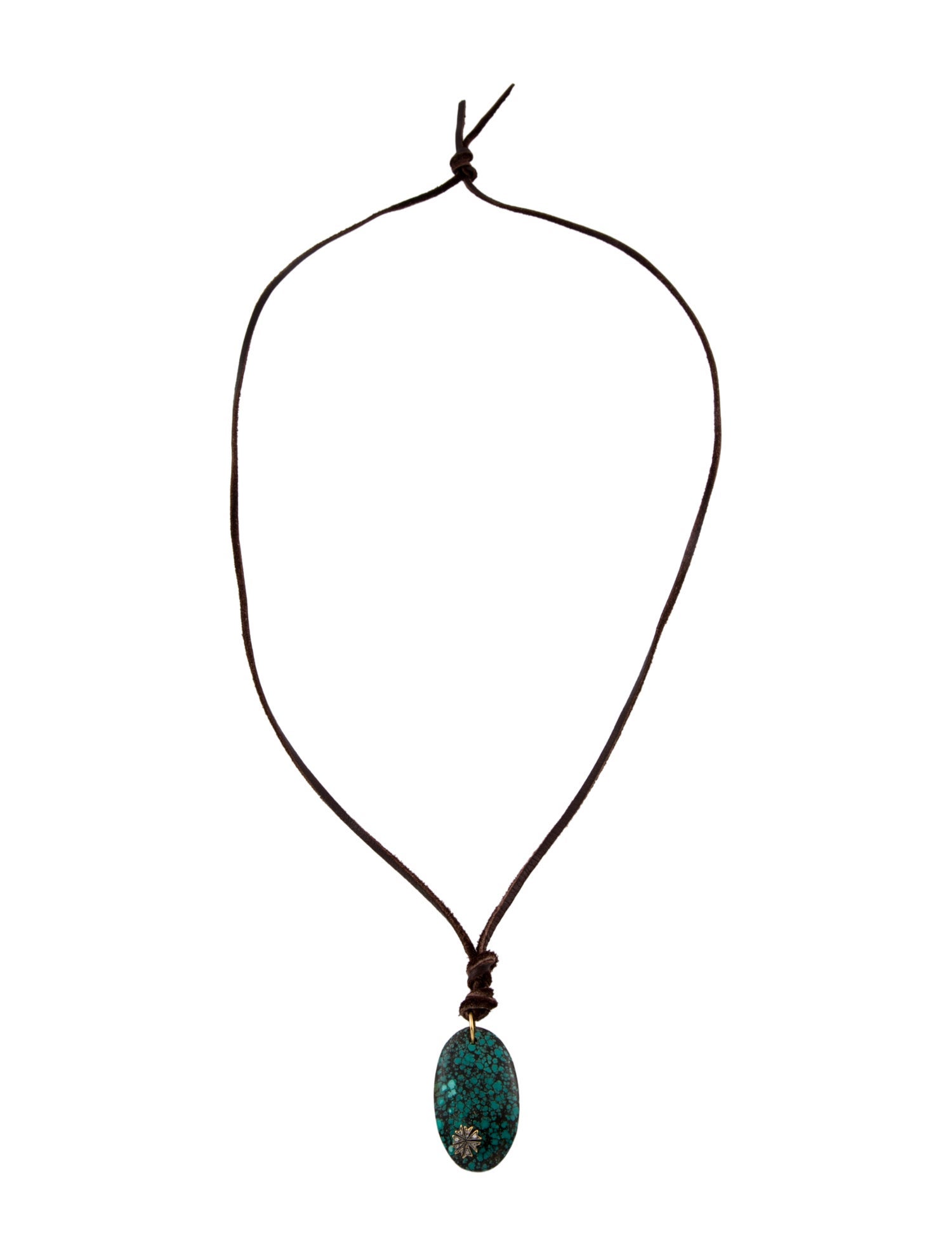 Cathy Waterman 22K Turquoise & Diamond Leather Pendant Necklace