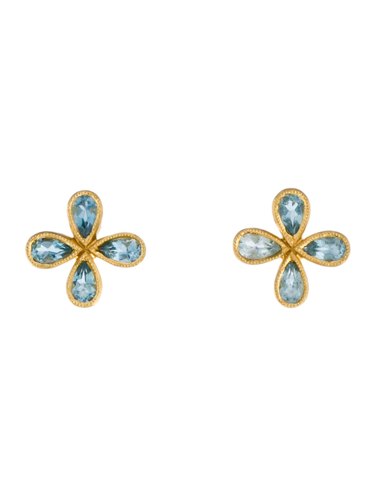 Cathy Waterman 22K 1.34ctw Aquamarine Star Stud Earrings