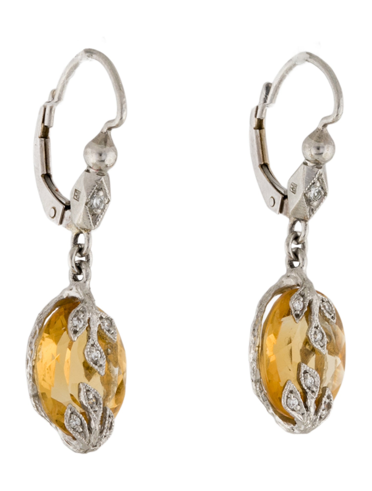 Cathy Waterman Platinum Citrine & Diamond Drop Earrings