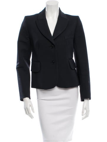 Carven Peak-Lapel Button-Up Blazer