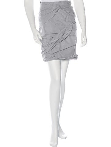 Carven Striped Ruched Skirt