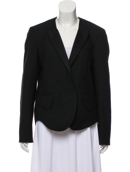 Carven Woven Collarless Blazer Black