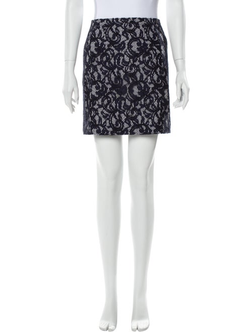 Carven Printed Mini Skirt Blue